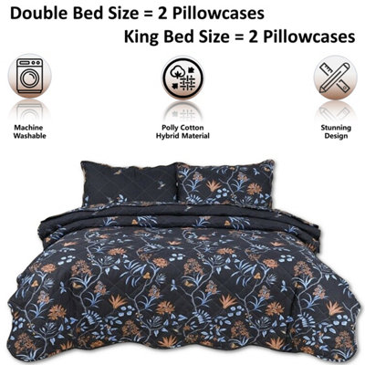 BEDSPREAD - Luxury Quilted - Reversible - Bed Throw Warm Quilt - Bedspread Patchwork Heer Design Set 150 GSM - 3 Tog