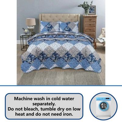 BEDSPREAD - Luxury Quilted - Reversible - Bed Throw Warm Quilt - Bedspread Patchwork Oceano Design Set 150 GSM - 3 Tog