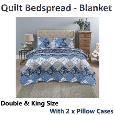BEDSPREAD - Luxury Quilted - Reversible - Bed Throw Warm Quilt - Bedspread Patchwork Oceano Design Set 150 GSM - 3 Tog
