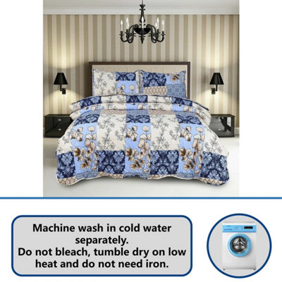 BEDSPREAD - Luxury Quilted - Reversible - Bed Throw Warm Quilt - Bedspread Patchwork Raani Design Set 150 GSM - 3 Tog