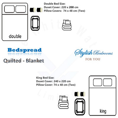 BEDSPREAD - Luxury Quilted - Reversible Two Sided - Bed Throw Warm Quilt - Bedspread Patchwork Reversible Set 150 GSM - 3 Tog