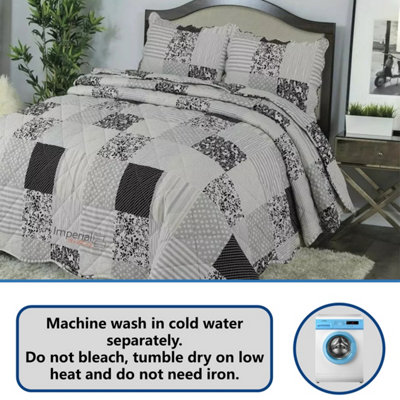 BEDSPREAD - Luxury Quilted - Reversible Two Sided - Bed Throw Warm Quilt - Bedspread Patchwork Reversible Set 150 GSM - 3 Tog