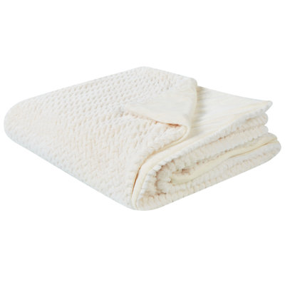 Bedspread SURMI Faux Fur 200 x 220 cm Off-White