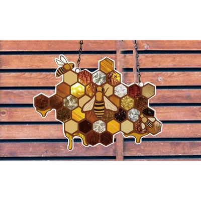 Bee Hanging Garden Decoration Outdoor Metal Bee Ornament for Fence Patio Balcony Yard