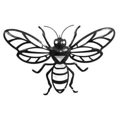 Bee Solar Backlit Wall Art - Outdoor Metal Garden Decor with Lighting