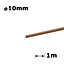 Beech Dowel Flutted Wood Rod Pegs 1m - Diameter 10mm - Pack of 1