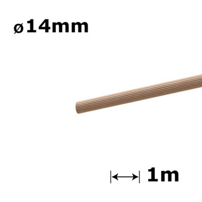 Beech Dowel Flutted Wood Rod Pegs 1m - Diameter 14mm - Pack of 20