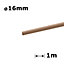 Beech Dowel Flutted Wood Rod Pegs 1m - Diameter 16mm - Pack of 10