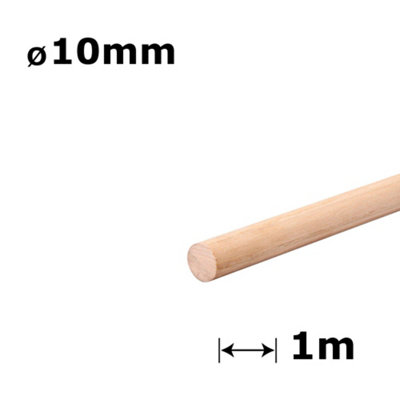Beech Dowel Smooth Wood Rod Pegs 1m - Diameter 10mm - Pack of 100