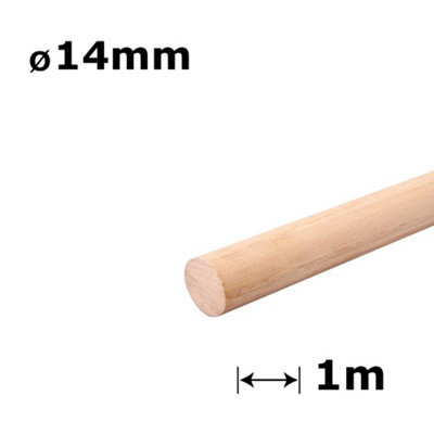 Beech Dowel Smooth Wood Rod Pegs 1m - Diameter 14mm - Pack of 100