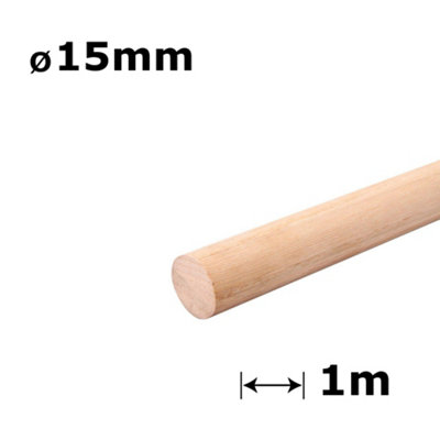 Beech Dowel Smooth Wood Rod Pegs 1m - Diameter 15mm - Pack of 1