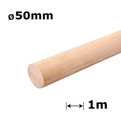 Beech Dowel Smooth Wood Rod Pegs 1m - Diameter 50mm - Pack of 10
