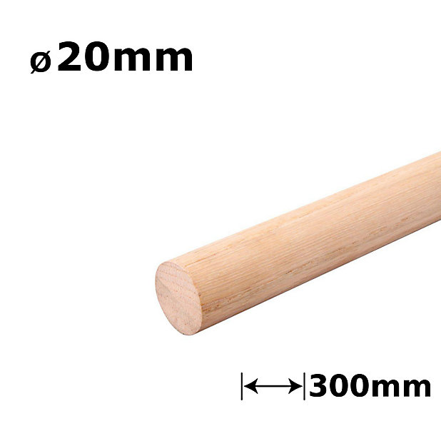 Beech Dowel Smooth Wood Rod Pegs 30cm - Diameter 20mm - Pack of 10