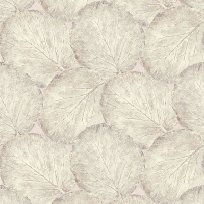 Beech Leaf Wallpaper In Blush and Beige