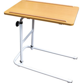 Beech Overbed Table - Height and Angle Adjustable - 600 x 400mm Surface Area