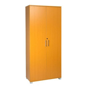 Beech wooden Filing cabinet with 4 shelves - 2 Door Lockable Filing Cabinet - Tall wood Office Storage Cupboard Organiser