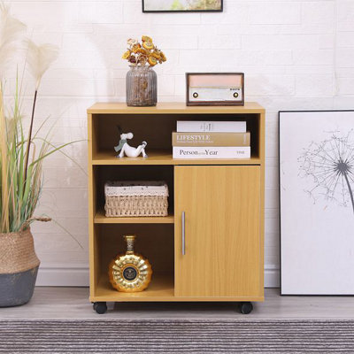 Beech wooden Printer cabinet with 2 shelves and 1 Door Filing Cabinet - Short wood Office Storage Cupboard Organiser