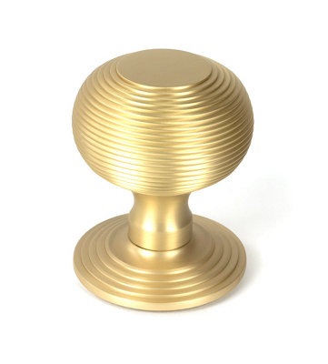 Beehive Centre Door Knob - Satin Brass