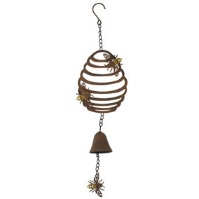 Beehive Wind Chime Bee Bell Hanging Garden Yard Ornament Decor Metal Wasp