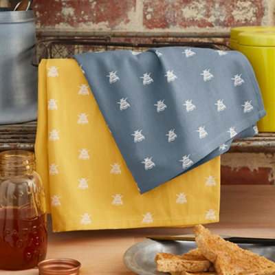 Bees Animal Print 100% Cotton 2 Pack Tea Towel Price Comparisons | Compare The Build
