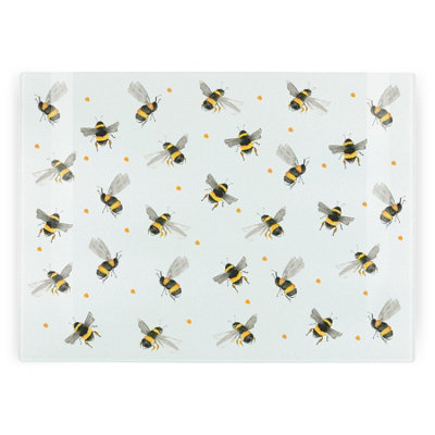 Bees Glass Worktop Protector - Textured Chopping Board Worktop Saver