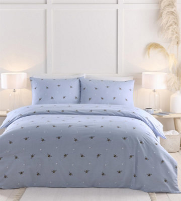 Bees Single Duvet Cover Bedding Bed Set Blue