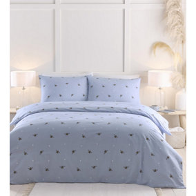 Bees Single Duvet Cover Bedding Bed Set Blue