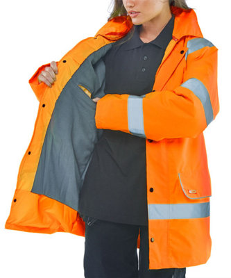 Beeswift Hi Vis Fleece Lined Traffic Work Jacket Orange XXXXL DIY at B Q
