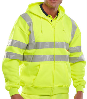 Beeswift Hi Vis Full Zip Up Hoodie Work Jacket Yellow L DIY at B Q