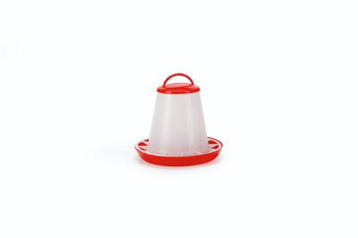 Beeztees Plastic Poultry Feeder Red & White 1kg