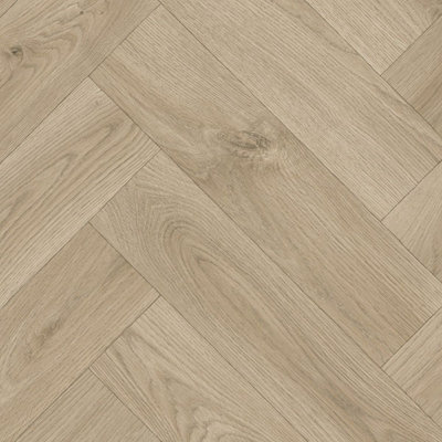 Beige 2.4mm Thick Vinyl Sheet Herringbone Wood Effect Vinyl Flooring ...