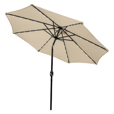 Beige 2.7m LED Tilt Parasol without base DIY at B&Q