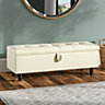 Beige 2 Seaters PU Leather Storage Ottoman Bench