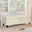 Beige 2 Seaters PU Leather Storage Ottoman Bench