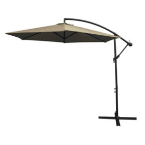 Beige 3m Cantilever Garden Parasol Hanging Umbrella & Square Base