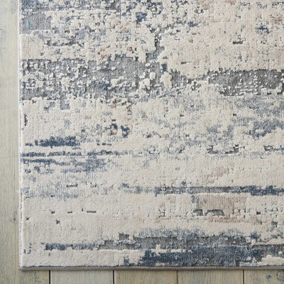 Beige Abstract Grey Abstract Luxurious Modern Easy to clean Rug for ...