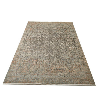 Beige Abstract Kilim Traditional Rug Easy to clean Living Room and Bedroom-60cm X 90cm