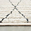 Beige Abstract Linear Moroccan Berber Living Area Rug 60x110cm