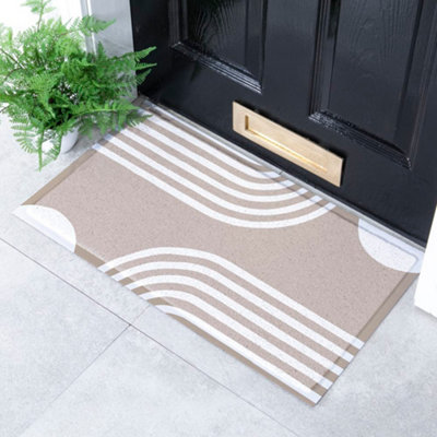 Beige Abstract Lines Indoor & Outdoor Doormat 70x40cm DIY at B&Q