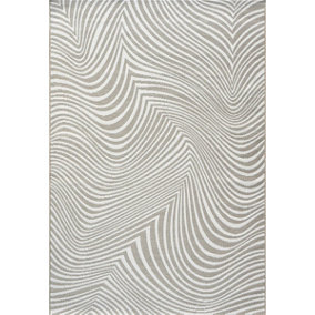 Beige Abstract Outdoor Rug, Abstract Stain-Resistant Rug For Patio, Garden, Deck, 5mm Modern Outdoor Rug-160cm X 230cm