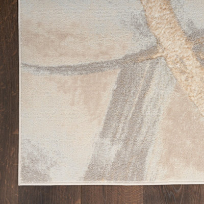 Beige Abstract Rug, 10mm Thickness Stain-Resistant Rug, Modern Rug for ...