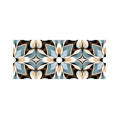 Beige And Brown Abstract Pattern Glass Bathroom Splashback