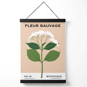 Beige and Green Wildflower Flower Market Minimalist Medium Poster with Black Hanger