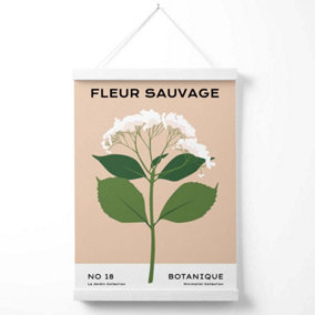 Beige and Green Wildflower Flower Market Minimalist Poster with Hanger / 33cm / White