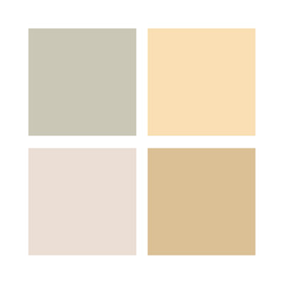 Colour swatch with four beige tones, from light cream to warm taupe.