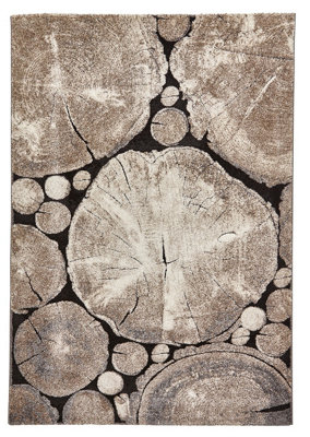 Beige/Black Rug, 15mm Thickness Stain-Resistant Rug, Funky Modern Abstract Rug for Bedroom, & Dining Room-120cm X 170cm