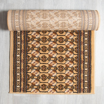 Beige Bokhara Hard Wearing Runner Mat - Texas - 60x180CM (2'X6')