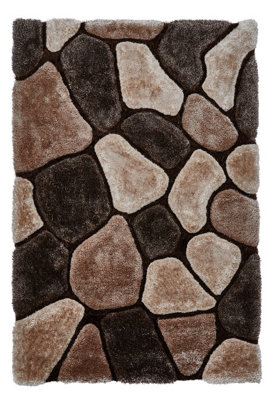 Beige/Brown Rug, Anti-Shed Abstract Optical/ (3D) Rug, Modern Handmade Rug for Bedroom, & Dining Room-180cm X 270cm