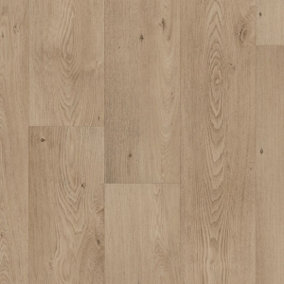 Beige Brown Wood Effect Vinyl Flooring, Anti-Slip Contract Commercial Vinyl Flooring with 3.5mm Thickness-1m(3'3") X 3m(9'9")-3m²
