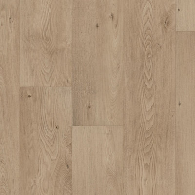 Beige Brown Wood Effect Vinyl Flooring, Contract Commercial Vinyl Flooring with 3.5mm Thickness-14m(45'11") X 3m(9'9")-42m²